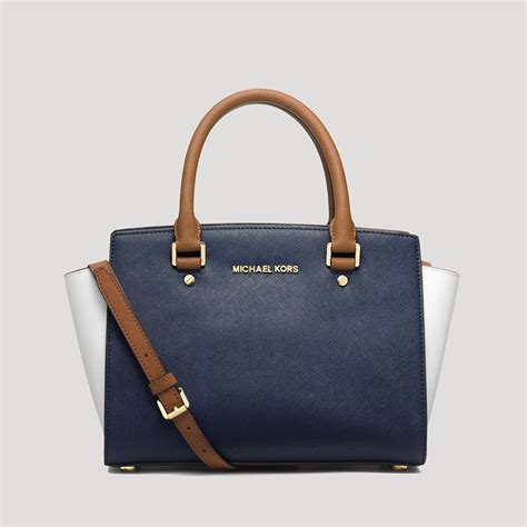 michael michael kors selma medium colorblock saffiano leather satchel|Michael Kors saffiano satchel.